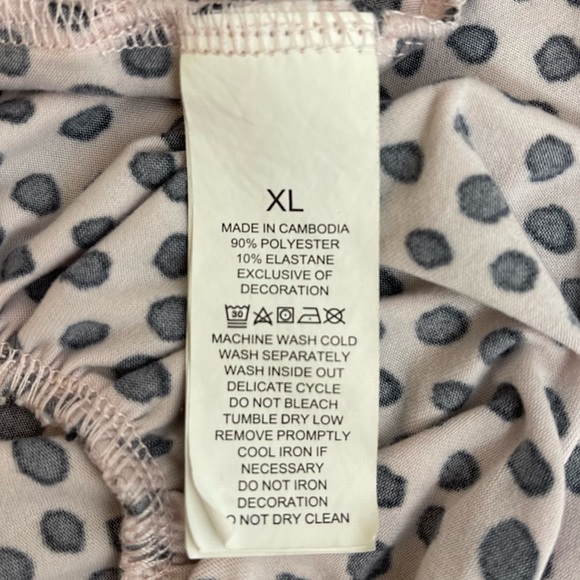 Kate Spade Womens Pajama Tank Top Blush Pink Black Polka Dot Jersey Knit Size XL - Picture 8 of 12